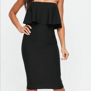 Frill strapless midi